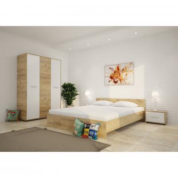 Dormitor Roxana stejar cu pat matrimonial 160 cm x 200 cm de la Wizmag Distribution Srl