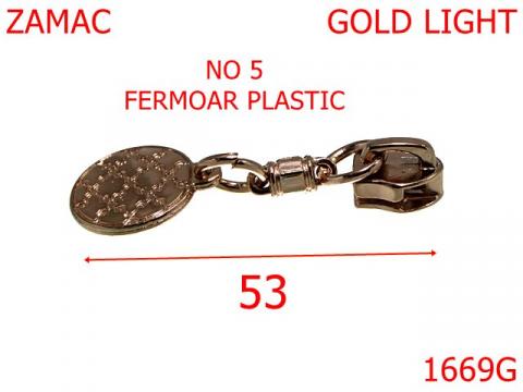 Cursor nr 5 pentru fermoar plastic /gold nr 1669G