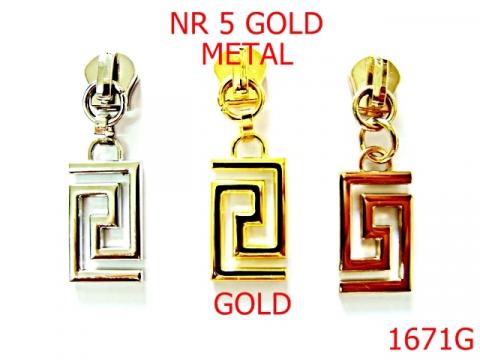 Cursor nr 5 pentru fermoar metalic /gold nr 1671G
