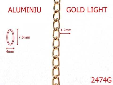 Lant aluminiu 4mmx1.2mm 4 mm 1.2 gold light 7I6, 2474G