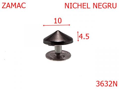 Ornament conic 10 mm nichel negru 9D27 3632N de la Metalo Plast Niculae & Co S.n.c.