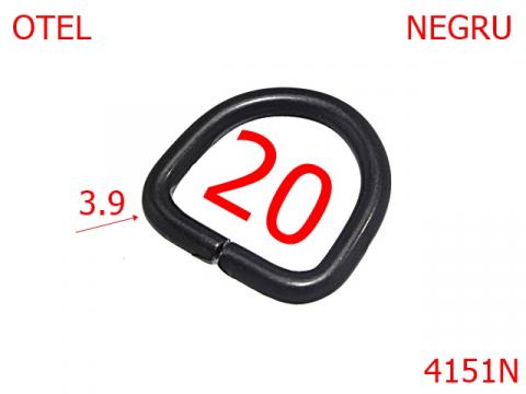 Inel D mat 20 mm 3.9 negru 3D8 4151N
