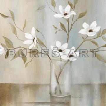 Poster cu flori albe in vas transparent