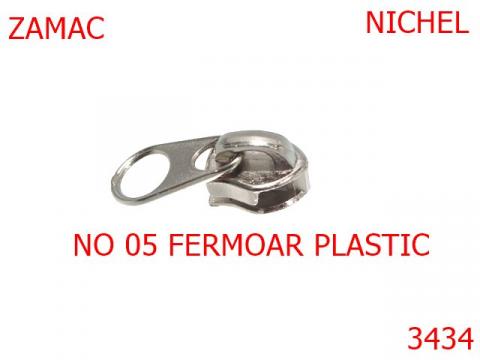 Cursor pentru fermoar plastic no 5 mm nichel 3434