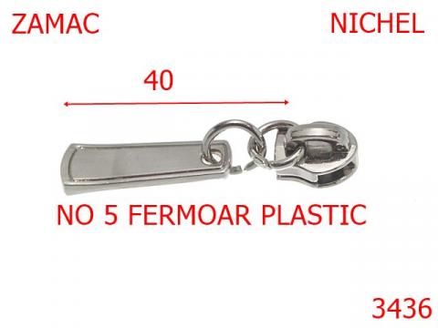 Cursor pentru fermoar plastic No.5 mm nichel 3436
