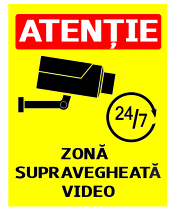 Semn pentru zona supravegheata video 24 din 7