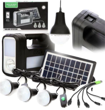 Kit solar GD-Lite 8017 3 becuri LED, panou solar
