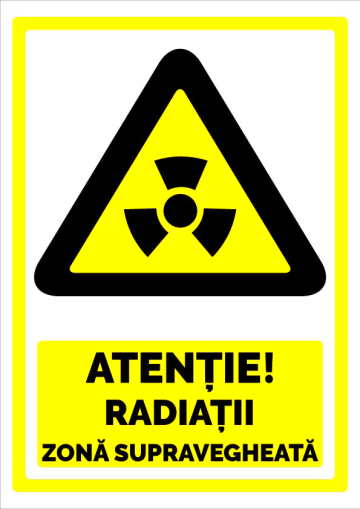 Semn atentie radiatii zona supravegheata de la Prevenirea Pentru Siguranta Ta G.i. Srl