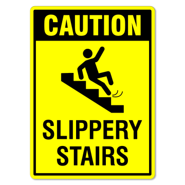 Semn Sign caution slippery stairs