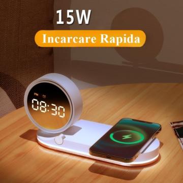 Incarcator wireless rapid, 15W fast charger cu ceas digital de la Aida Her Store Srl