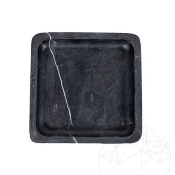 Tava decorativa patrata marmura Nero, 15 x 15 x 2.5 cm