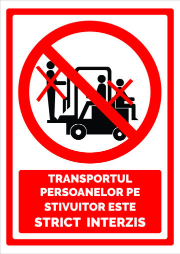 Semn pentru transportul persoanelor pe stivuitor interzis