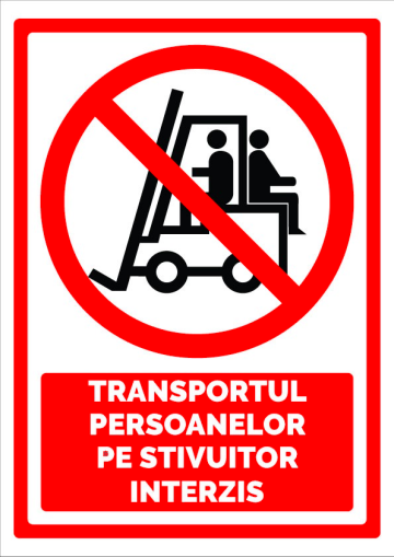 Semn pentru transportul persoanelor pe stivuitor interzis