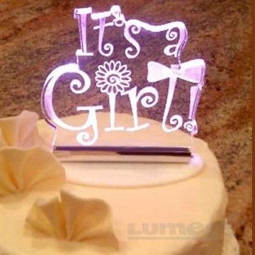 Decor tort acrylic, It's a Girl - Led Cake Topper