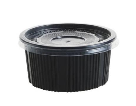 Bol supa PP negru cu capac transparent 350ml de la Geoterm Office Group Srl