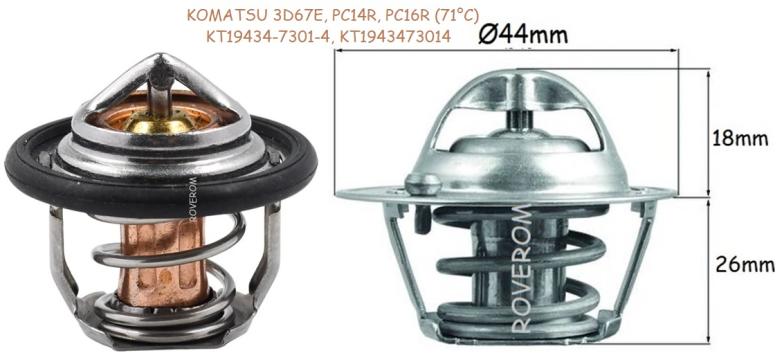 Termostat Komatsu 3D67E, Komatsu PC14R, PC16R, PC18MR de la Roverom Srl