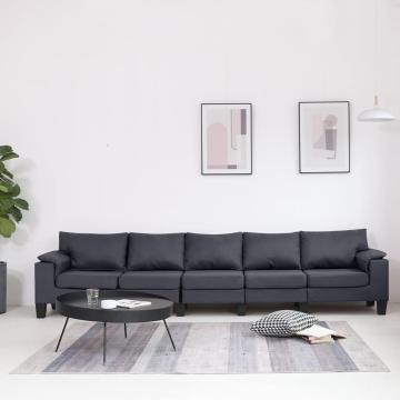 Canapea cu 5 locuri, gri inchis, material textil de la VidaXL