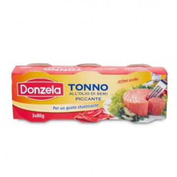 Set ton bucati in ulei picant Donzela, 3 x 80 g, 240g