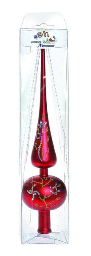 Varf de brad 30cm satinat rosu decor Tatuaj din cristale de la Arbloom Srl