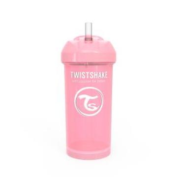 Pahar Twistshake - Straw cup pastel pink 360ml 12+m de la Stiki Concept Srl