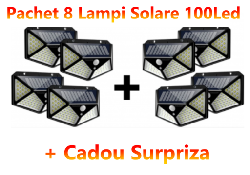 Set 8 x lampa cu incarcare solare, senzor de miscare