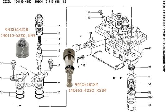 Elementi pompa injectie Kubota V2203, Bobcat, Carrier Vector de la Roverom Srl