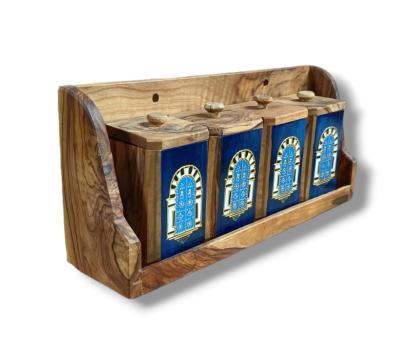 Set recipiente condimente Mediterana din lemn de maslin de la Tradizan