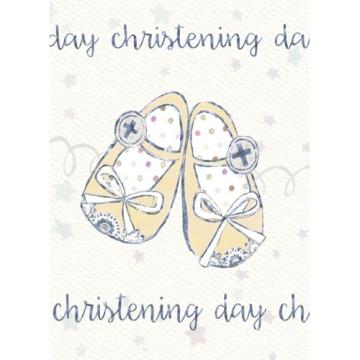 Felicitare botez Christening Day - pantofiori de la Krbaby.ro - Cadouri Bebelusi