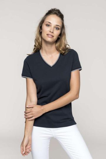 Tricou Ladies' pique knit v-neck t-shirt de la Top Labels