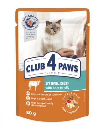 Hrana plic pisici sterilizate cu vita 80g - Club 4 Paws de la Club4Paws Srl