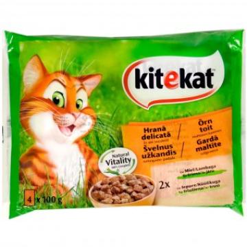 Hrana pisici Meniuri alese miel si iepure kitekat 4x100g