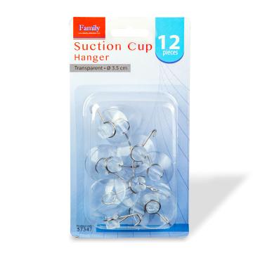 Carlig cu ventuza - 3,5 cm - transparent - 12 buc/pachet