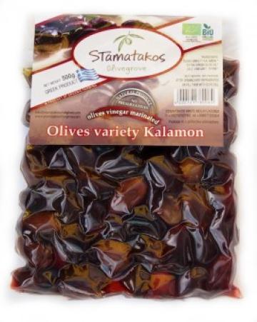 Masline Kalamata vidate marinate in otet bio 500g Stamatakos