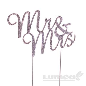 Figurine cake topper Mr & Mrs stras argintiu