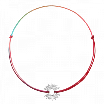 Bratara pentru picior din snur multicolor, conector soare de la Atelier Lolit Srl