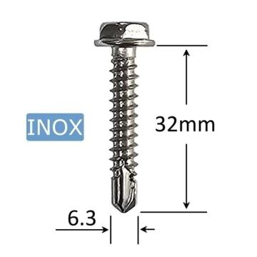 Surub autoforant inox 6.3x32mm cap hexagonal - 50 buc/cutie