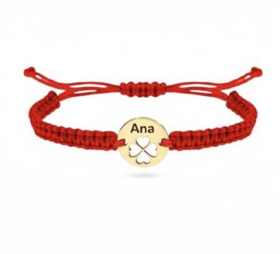 Bratara snur impletit cu banut personalizat 10 mm argint 925 de la Hanny