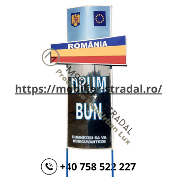 Totem intrare-iesire localitate din inox #T305 de la Moblux Stradal SRL