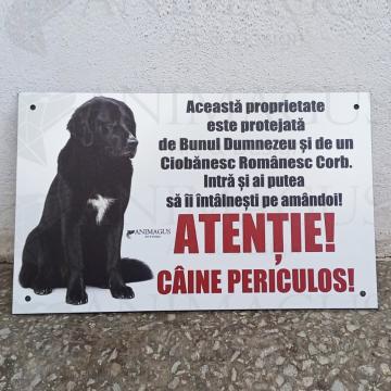 Placa avertizare Ciobanesc Corb - Proprietate pazita