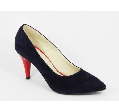 Pantofi stiletto dama eleganti din piele naturala bleumarin