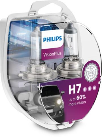 Set 2 becuri far H7 55W 12V Vision Plus Philips