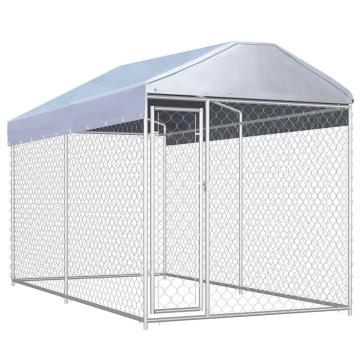 Padoc de exterior cu prelata pentru caini, 382 x 192 x 225cm