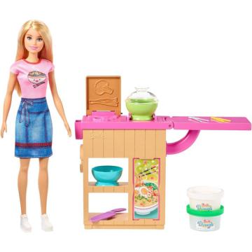 Jucarie set de joaca Barbie, papusa Barbie blonda Noodle Bar