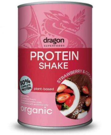 Shake proteic capsuni si cocos bio 450g Dragon Superfoods de la Supermarket Pentru Tine Srl