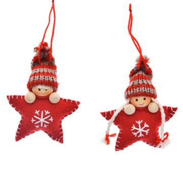 Figurina textil in forma stea 10.5cm rosu S/2 de la Distinctiv Store Srl