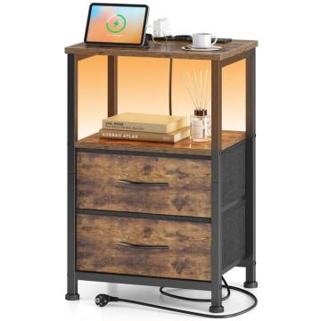 Noptiera maro cu 2 sertare, leduri, 3 prize 230v de la Molifag Srl