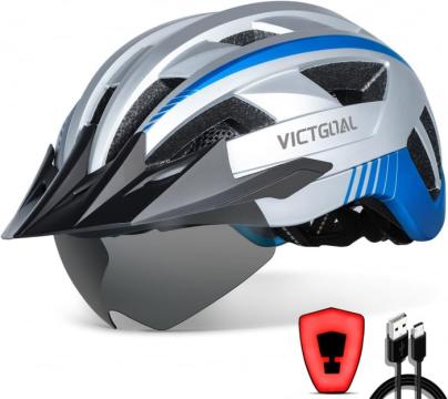 Casca de bicicleta cu ochelari magnetici detasabili