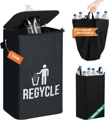 Cos pliabil pentru reciclare selectiva 100L negru de la Molifag Srl