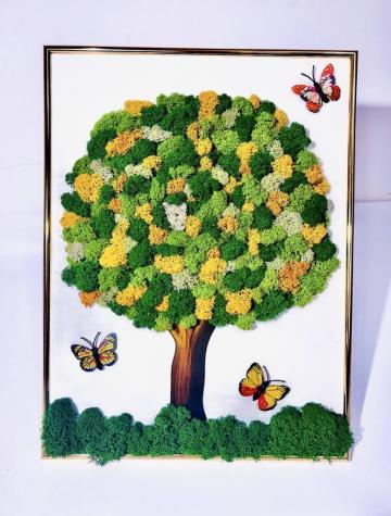 Tablou Copac decorat cu licheni naturali