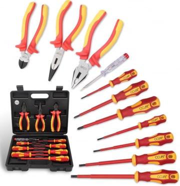 Trusa surubelnite si clesti de taiat izolate - set 11 piese